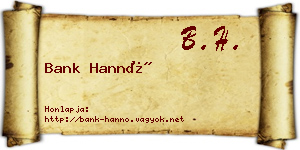 Bank Hannó névjegykártya